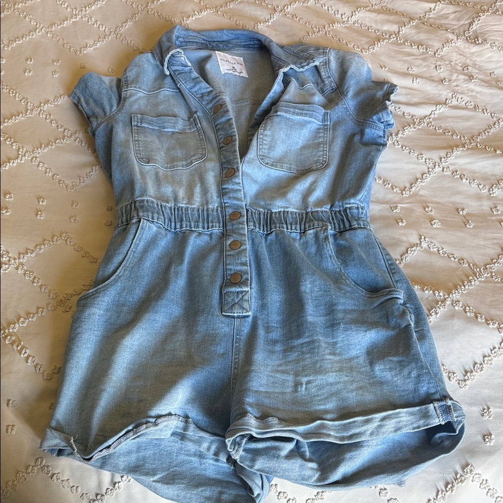 Celebrity Pink Light Blue Denim Romper